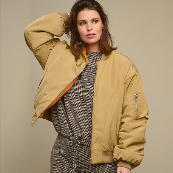 RINO & PELLE James Reversible Bomber Jacket US size 8 Orange and Khaki NWT🍊 - Picture 2 of 5